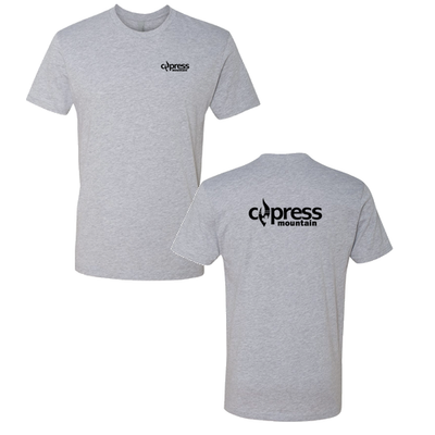 Cypress Adult T-Shirt Black Chest and Back Logo Heather Grey 