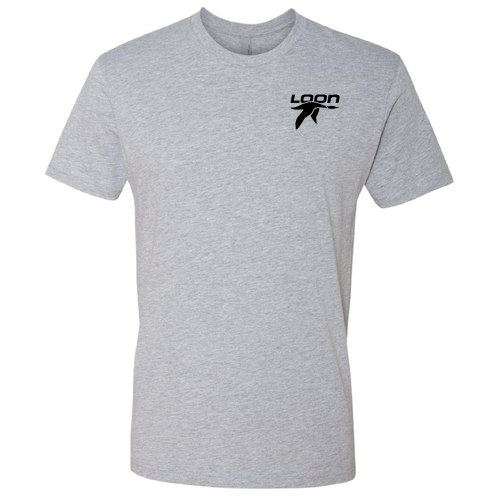 Loon Mountain Adult T-Shirt Black Chest and Back Logo Heather Grey