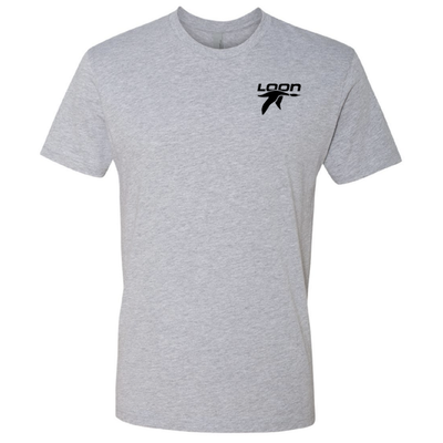 Loon Mountain Adult T-Shirt Black Chest and Back Logo Heather Grey