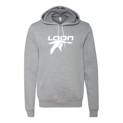 Loon Mountain Adult Hoodie White Chest Logo Athletic Heather