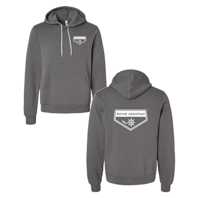 Boyne Mountain Adult Hoodie White Chest and Back Logo Asphalt 