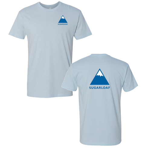 Sugarloaf Adult T-Shirt Full Color Chest and Back Logo Light Blue