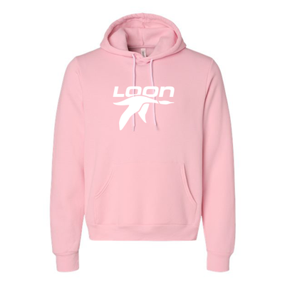Loon Mountain Adult Hoodie White Chest Logo Pink