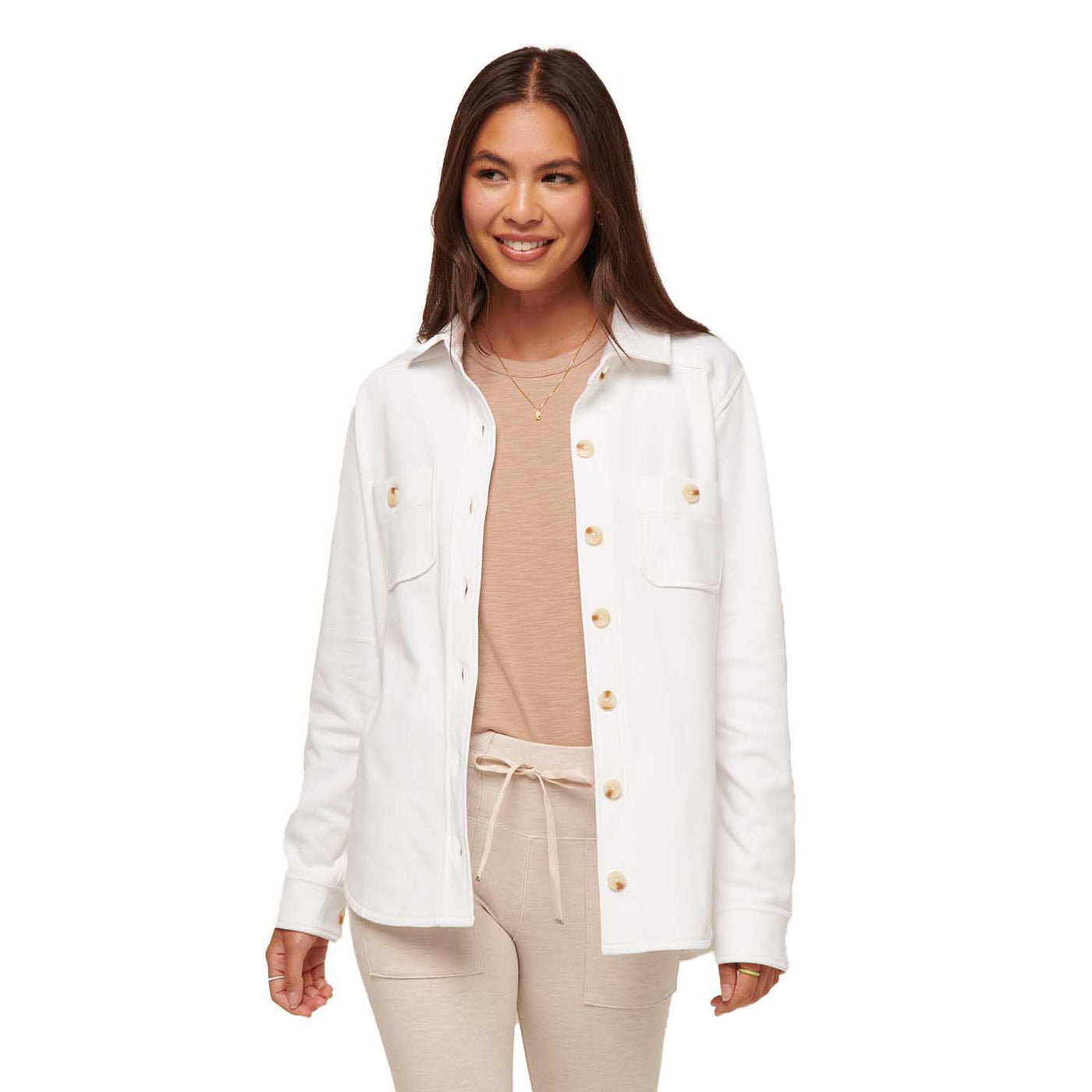 TravisMathew Women's Cloud Fleece Shacket 2024 WHITE