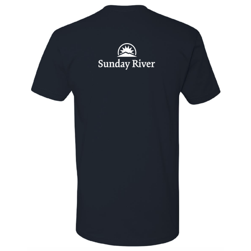 Sunday River Adult T-Shirt White Chest and Back Logo Midnight Navy 