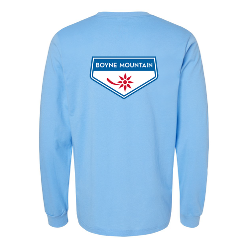 Boyne Mountain Adult Long Sleeve Full Color Chest and Back Logo Carolina Blue 