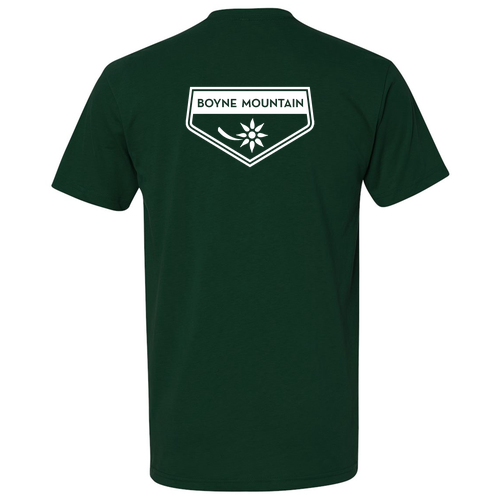 Boyne Mountain Adult T-Shirt White Chest and Back Logo Forest 