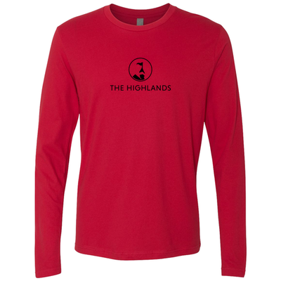 The Highlands Adult Long Sleeve Black Chest Logo Red 