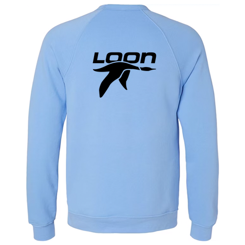 Loon Mountain Adult Crewneck Black Chest and Back Logo Carolina Blue