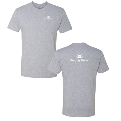 Sunday River Adult T-Shirt White Chest and Back Logo Heather Grey 