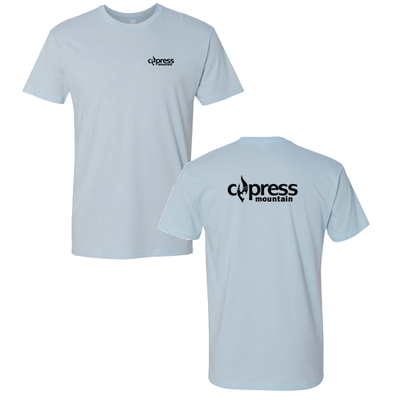 Cypress Adult T-Shirt Black Chest and Back Logo Light Blue 