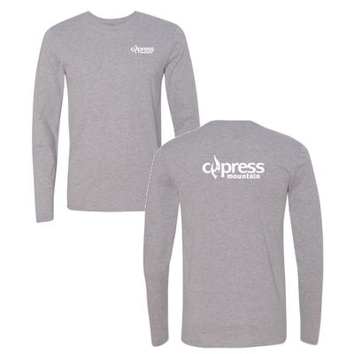 Cypress Adult Long Sleeve White Chest and Back Logo Heather Grey 