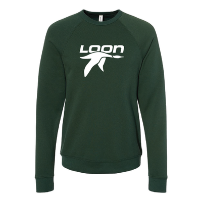 Loon Mountain Adult Crewneck White Chest Logo Forest