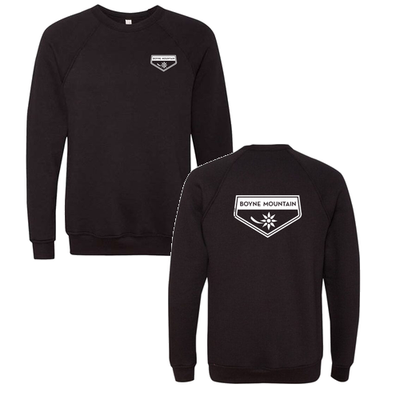 Boyne Mountain Adult Crewneck White Chest and Back Logo Black 