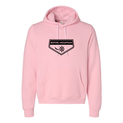 Boyne Mountain Adult Hoodie Black Chest Logo Pink 