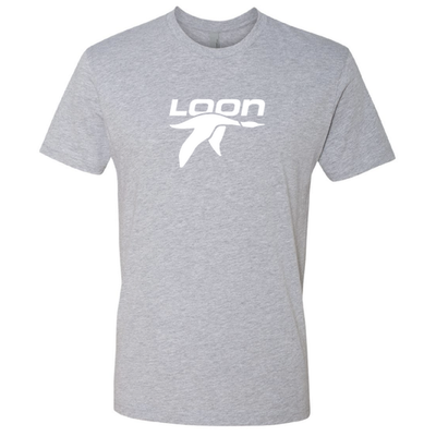 Loon Mountain Adult T-Shirt White Chest Logo Heather Grey