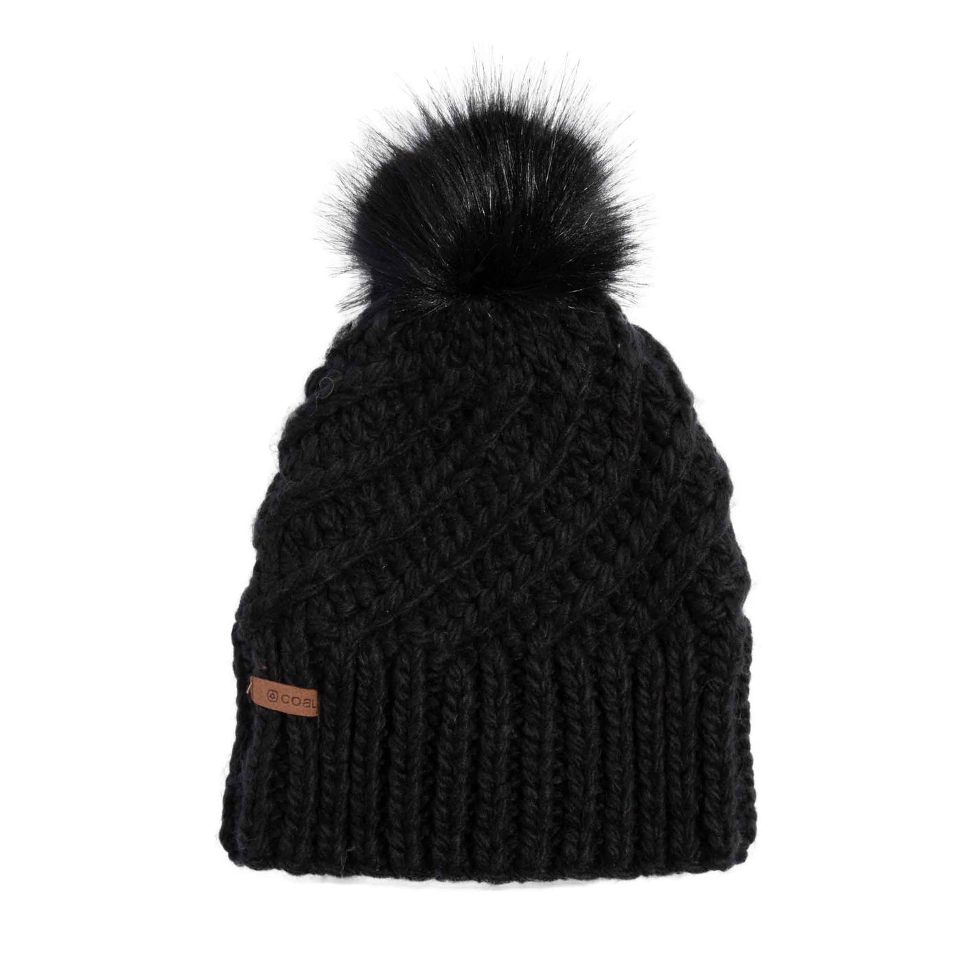 Coal The Maizy Knit Faux Fur Pom Beanie BLACK
