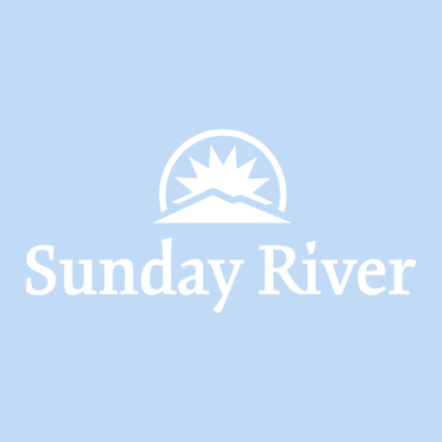 Sunday River Adult T-Shirt White Chest Logo Light Blue 