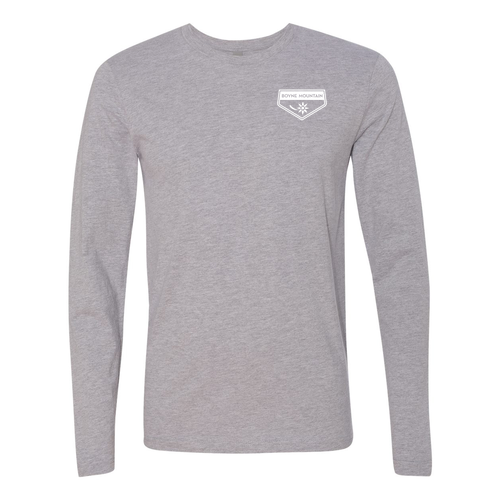 Boyne Mountain Adult Long Sleeve White Chest and Back Logo Heather Grey 