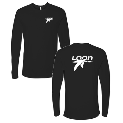 Loon Mountain Adult Long Sleeve White Chest and Back Logo Black
