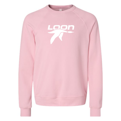 Loon Mountain Adult Crewneck White Chest Logo Pink