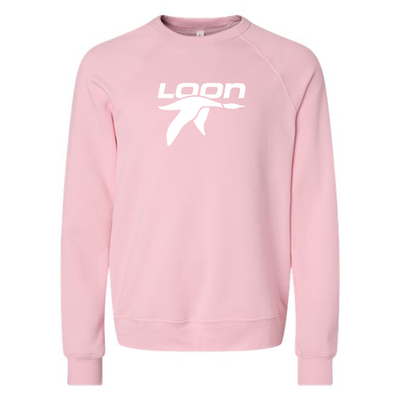 Loon Mountain Adult Crewneck White Chest Logo Pink
