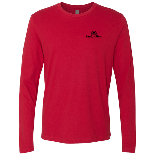 Sunday River Adult Long Sleeve Black Chest and Back Logo Red 