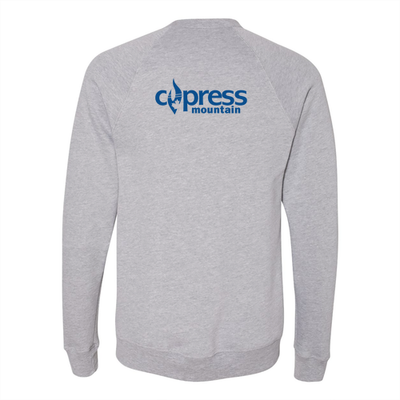 Cypress Adult Crewneck Blue Chest and Back Logo Athletic Heather 