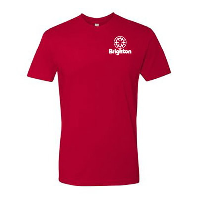 Brighton Adult T-Shirt White Chest and Back Logo Red 