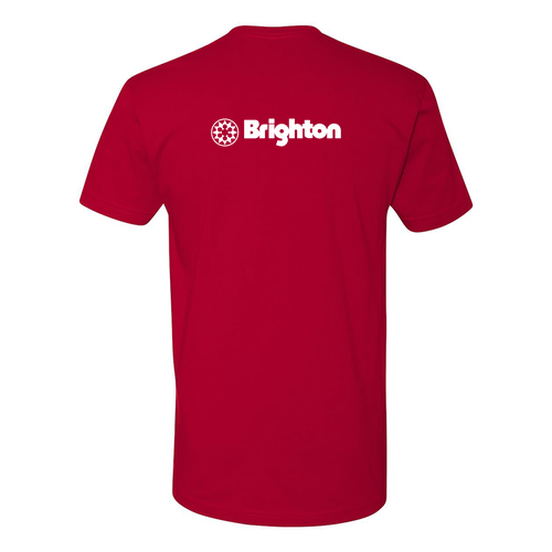 Brighton Adult T-Shirt White Chest and Back Logo Red 