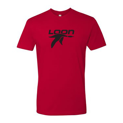 Loon Mountain Adult T-Shirt Black Chest Logo Red