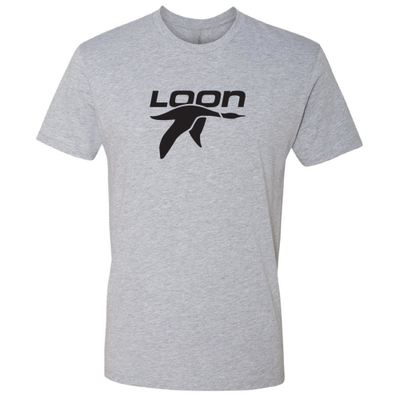 Loon Mountain Adult T-Shirt Black Chest Logo Heather Grey
