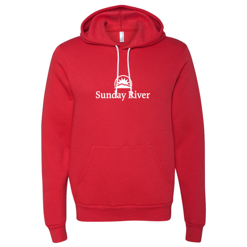 Sunday River Adult Hoodie White Chest Logo Red 