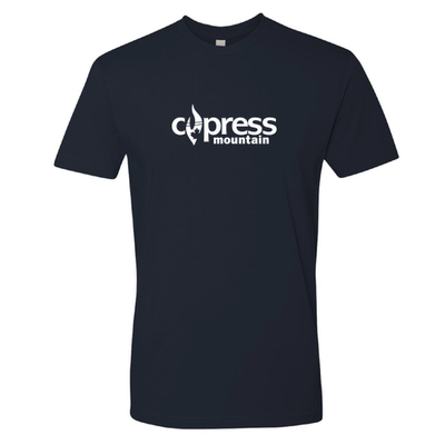 Cypress Adult T-Shirt White Chest Logo Navy 