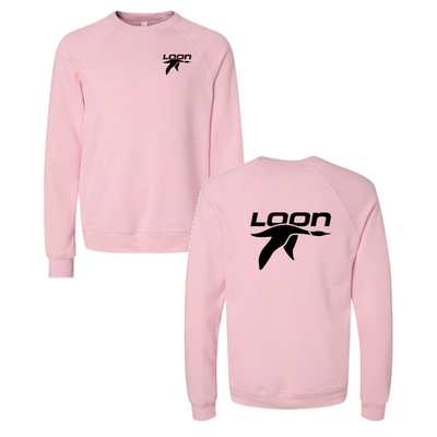 Loon Mountain Adult Crewneck Black Chest and Back Logo Pink