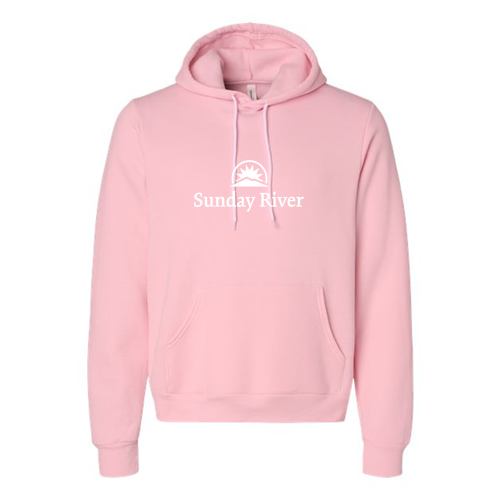 Sunday River Adult Hoodie White Chest Logo Pink 