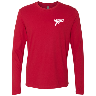 Loon Mountain Adult Long Sleeve White Chest and Back Logo Red