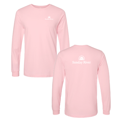 Sunday River Adult Long Sleeve White Chest and Back Logo Pink 