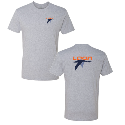 Loon Mountain Adult T-Shirt Full Color Chest and Back Logo Heather Grey