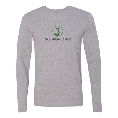 The Highlands Adult Long Sleeve Full Color Chest Logo Heather Grey 