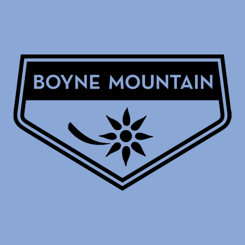 Boyne Mountain Adult Hoodie Black Chest and Back Logo Carolina Blue 