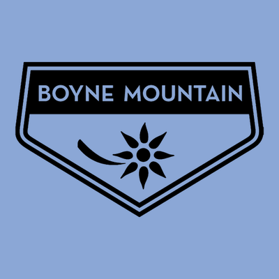 Boyne Mountain Adult Hoodie Black Chest and Back Logo Carolina Blue 