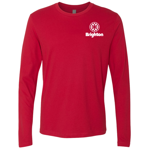 Brighton Adult Long Sleeve White Chest and Back Logo Red 