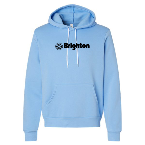 Brighton Adult Hoodie Black Chest Logo Carolina Blue 