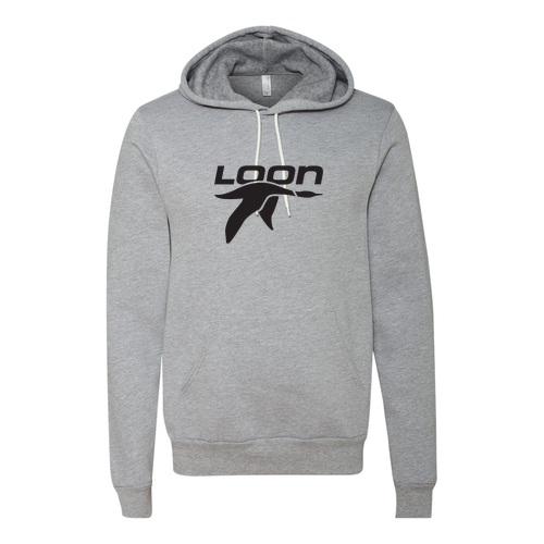 Loon Mountain Adult Hoodie Black Chest Logo Athletic Heather