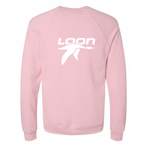 Loon Mountain Adult Crewneck White Chest and Back Logo Pink