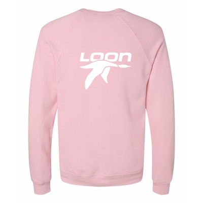 Loon Mountain Adult Crewneck White Chest and Back Logo Pink