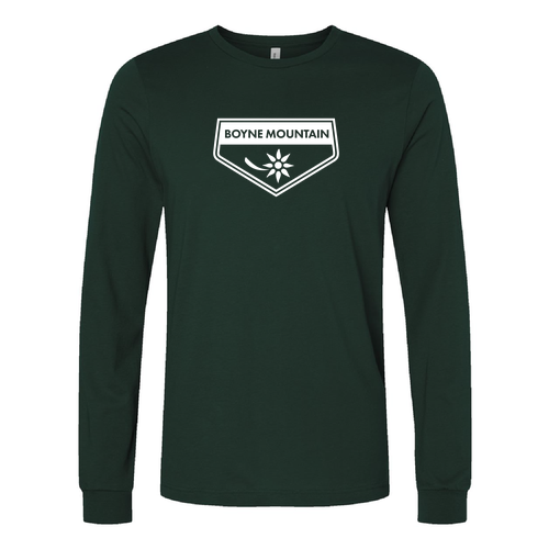 Boyne Mountain Adult Long Sleeve White Chest Logo Forest 