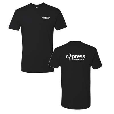 Cypress Adult T-Shirt White Chest and Back Logo Black 