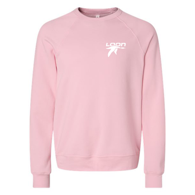 Loon Mountain Adult Crewneck White Chest and Back Logo Pink